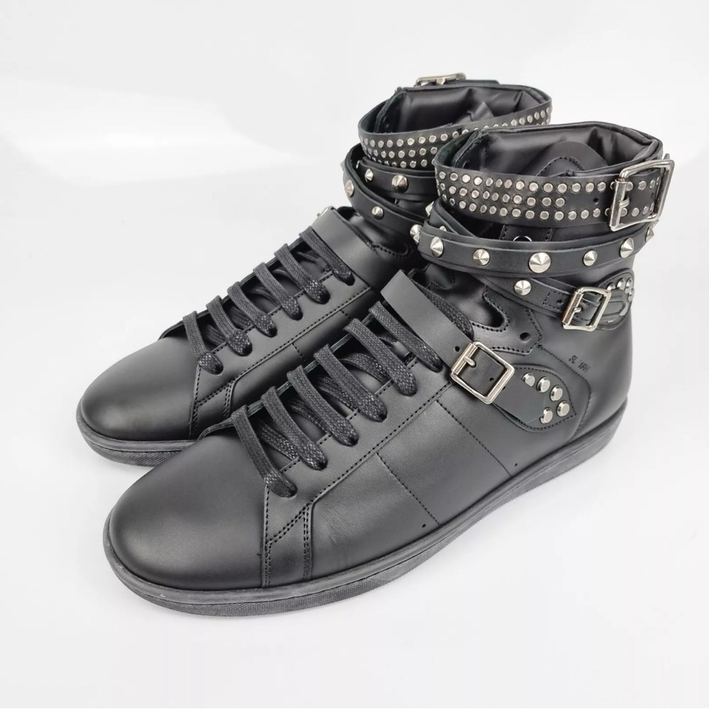 Saint Laurent Black High Top Belted Sneakers US 8